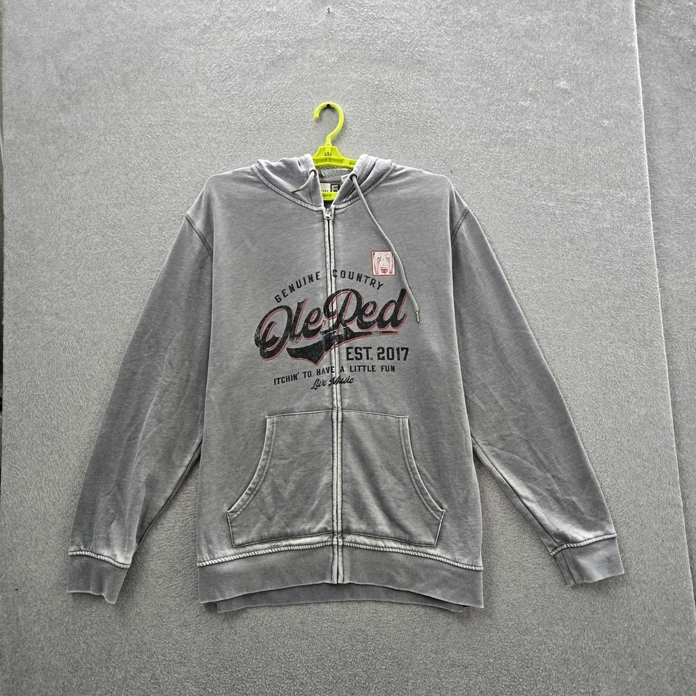 Ole Red Men Hoodie XL Gray Fleece Spellout Logo Zipper Long Sleeve